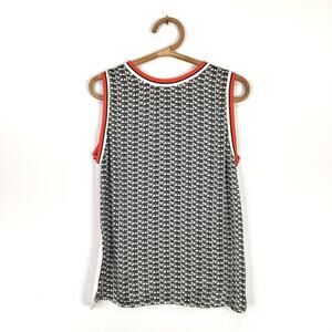 Caractere Black white red geometric lotus flower print tank top Size Small